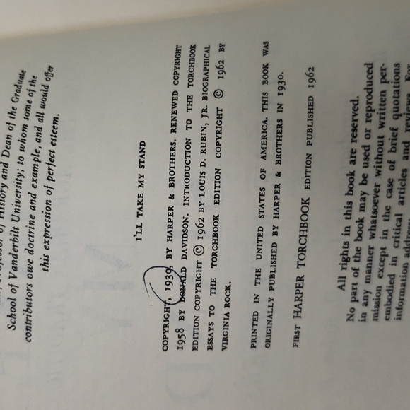 I'll Take My Stand The South and the Agrarian Tradition By 12 Southerners, 1962 - Picture 5 of 5